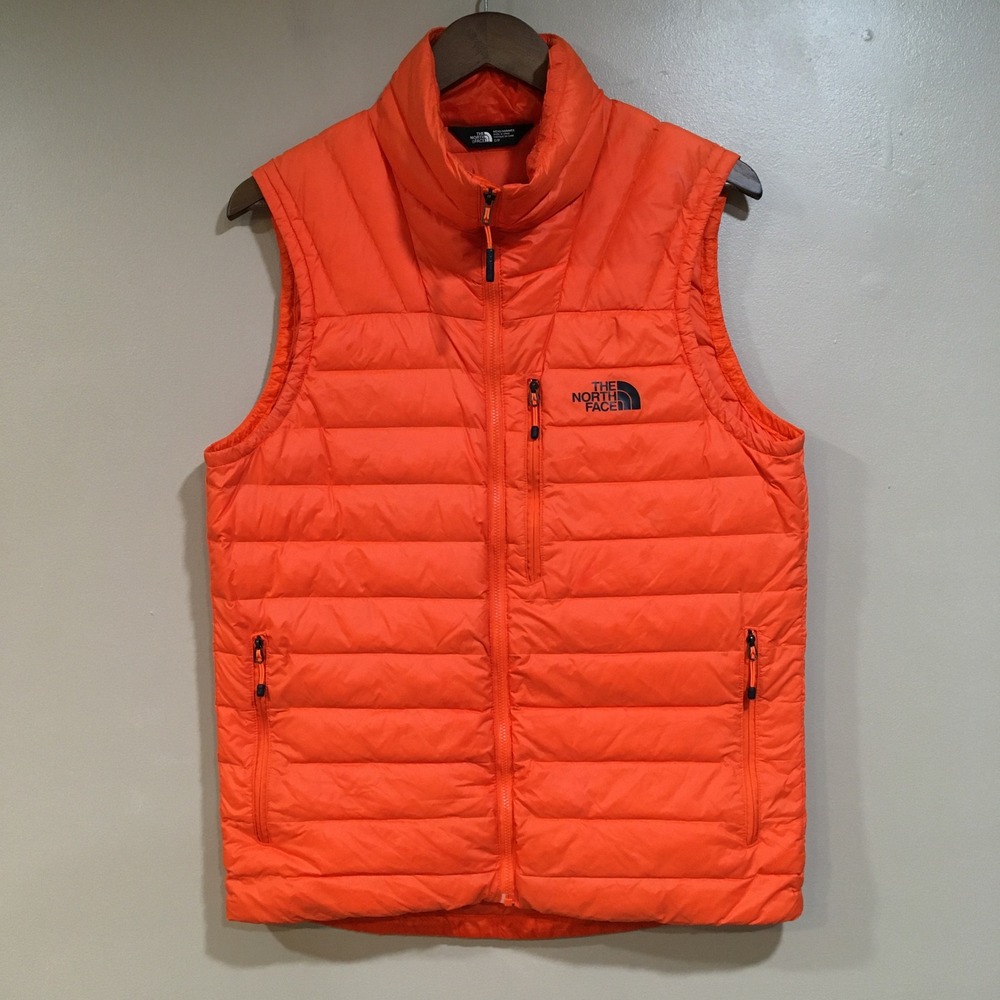 The North Face 800 Down Puffer Vest Mens S Orange Morph Lightweight Performance